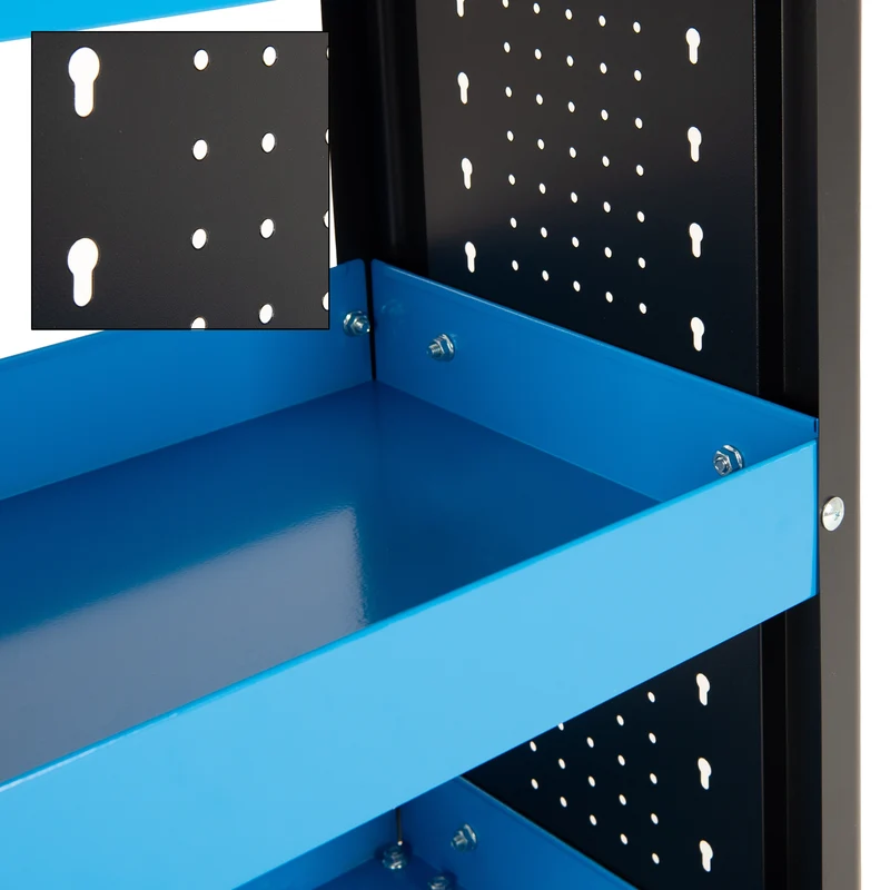 Werkstattwagen mit 3 Etagen 83x38x85 cm Schwarz/Blau aus Metall