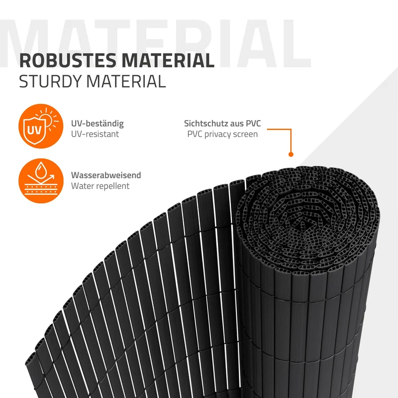 Sichtschutzmatte 90x1000 cm Sichtschutzzaun Windschutz Balkonschutz PVC Anthrazit UV-beständig