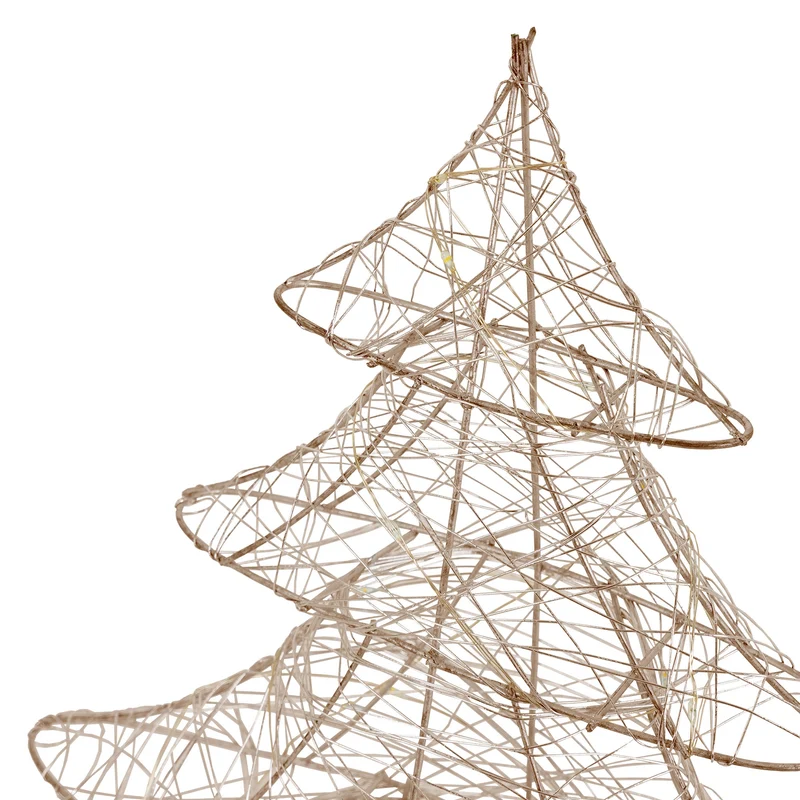 Deko Weihnachtsbaum 60 cm hoch Gold aus Metall mit warmweißen LEDs