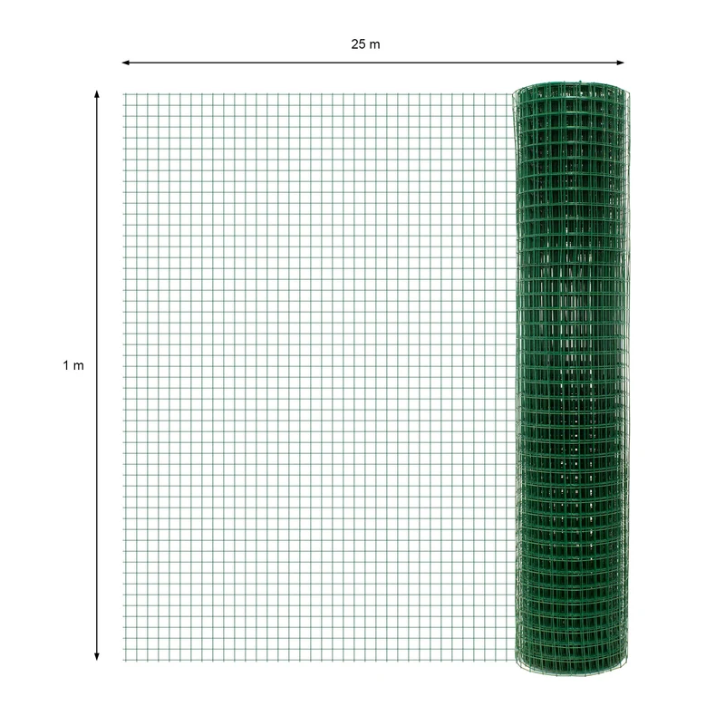 Volierendraht Grün aus verzinktem Stahl 1x25m Drahtstärke 0,9mm Maschenweite 25x25mm