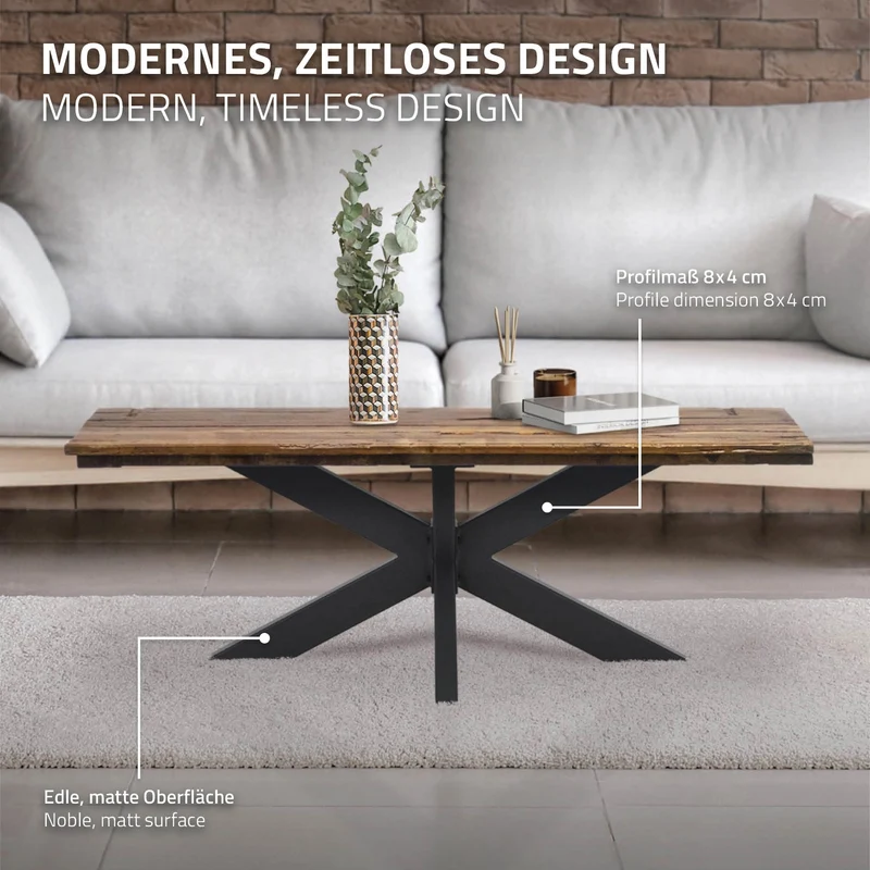 Tischbeine Tischgestell Spider 98 x 58 x 43 cm Schwarz aus Metall ML-Design