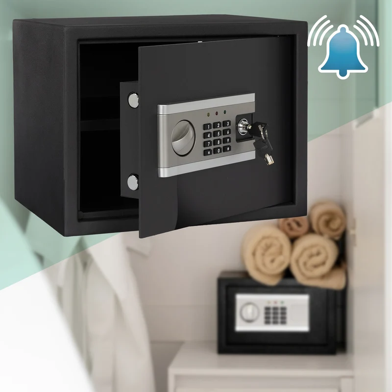 Elektronischer Tresor mit Alarm Schwarz 38x30x30 cm aus Metall