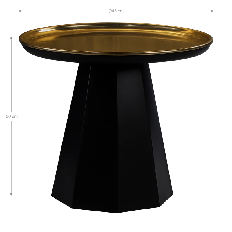 Beistelltisch 45x45x50 cm Schwarz/Gold aus Eisen und Metall WOMO-Design