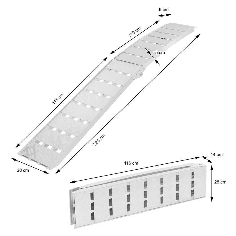 Auffahrrampe 225x28 cm aus Aluminium bis 680 kg