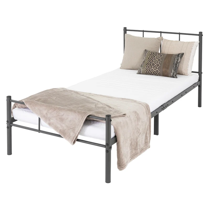 Bettgestell Einzelbett 90x200cm aus Metall in Anthrazit mit Lattenrost ML-Design
