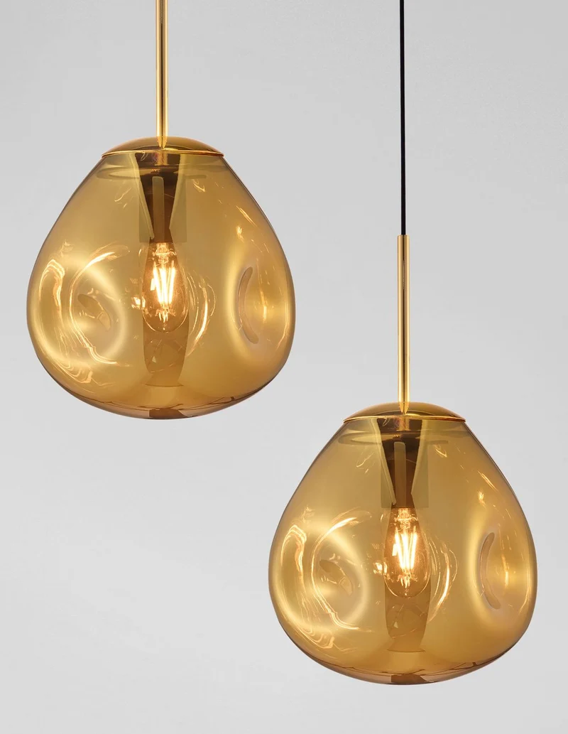 B-Ware Nova Luce Pendelleuchte Hängeleuchte Lava E27 LED Gold dimmbar 120x25 cm Lampe
