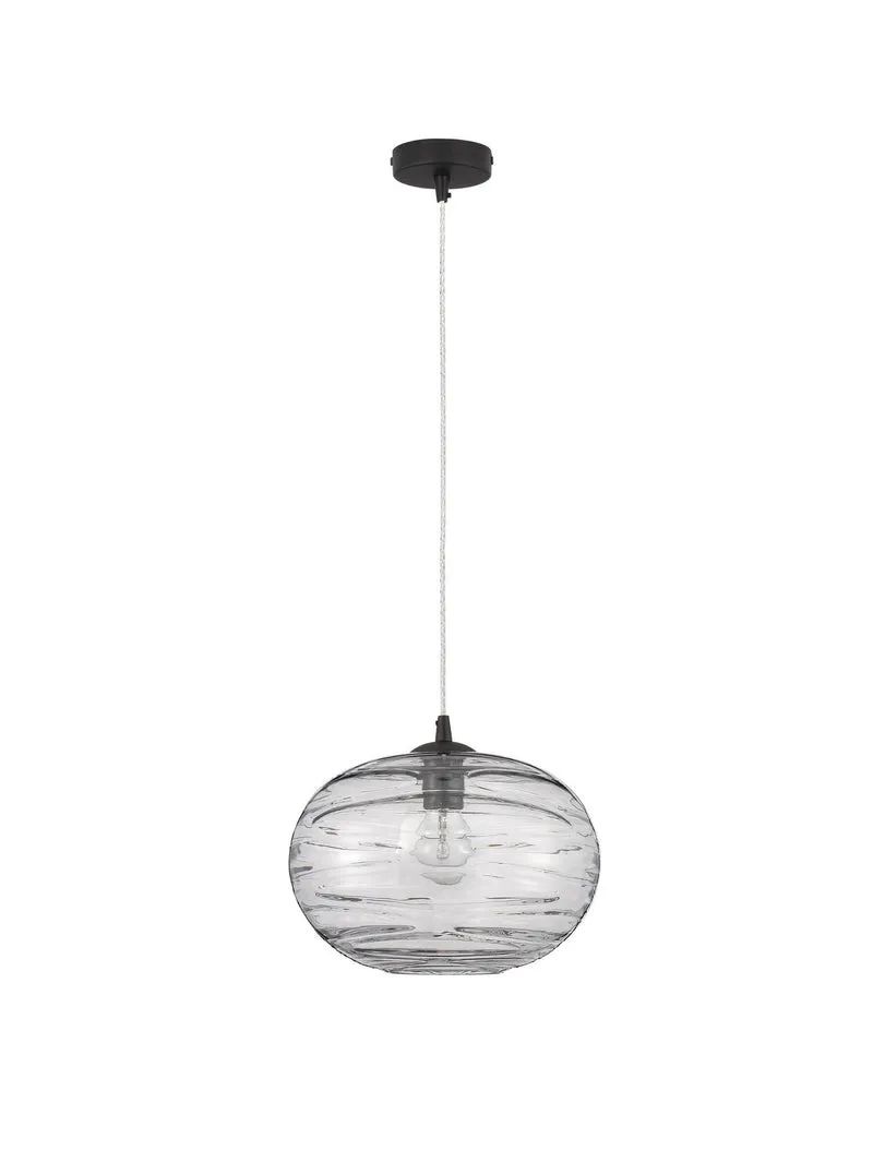 B-Ware Nova Luce Pendelleuchte Hängeleuchte EVLEEN E27 LED Schwarz dimmbar Glas Ø 30 cm