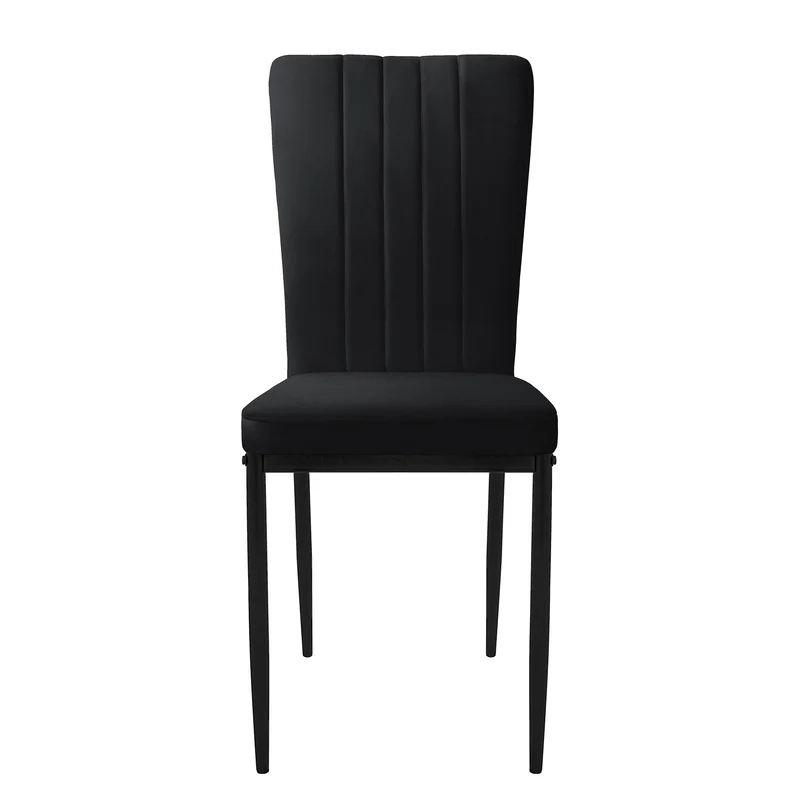 Esszimmerstuhl 4er Set Schwarz mit Samtbezug und Metallbeinen Küchenstuhl ML-Design
