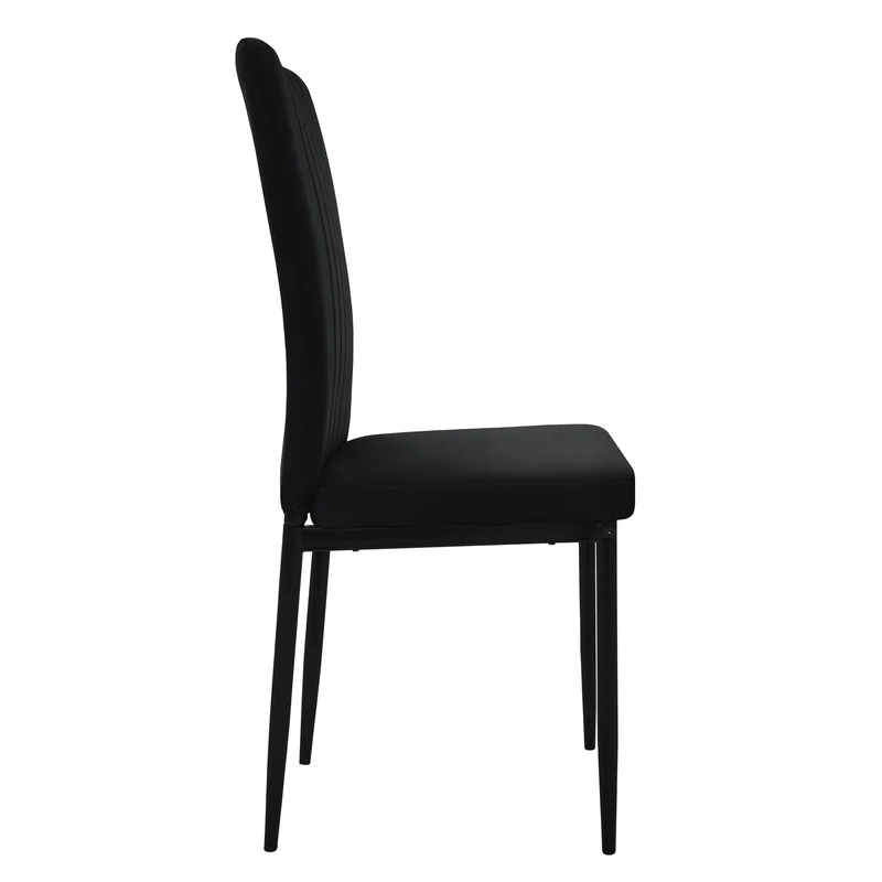 Esszimmerstuhl 4er Set Schwarz mit Samtbezug und Metallbeinen Küchenstuhl ML-Design
