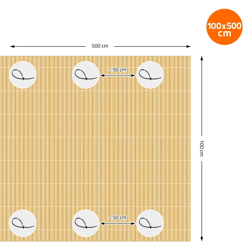 Sichtschutzmatte 100x1000 cm Sichtschutzzaun Windschutz Balkonschutz PVC Bambus UV-beständig