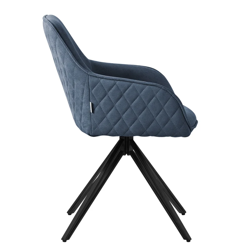 Esszimmerstuhl drehbar 2er Set Blau aus Textil Webstoff Küchenstuhl mit Rücken- und Armlehne ML-Design