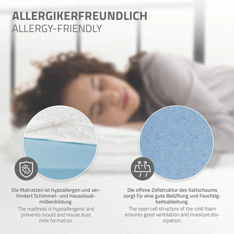 Bettgestell Einzelbett 90x200cm aus Metall in Anthrazit mit Lattenrost & Matratze H-16cm ML-Design
