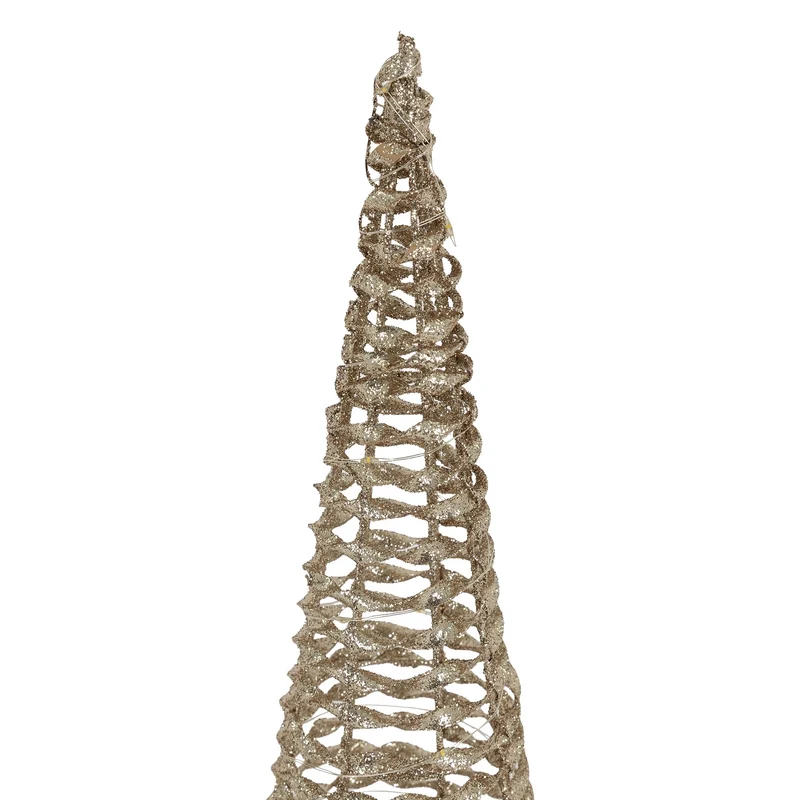 LED Lichterkegel Weihnachtsdeko 80 cm Gold aus Metall mit warmweißen LEDs
