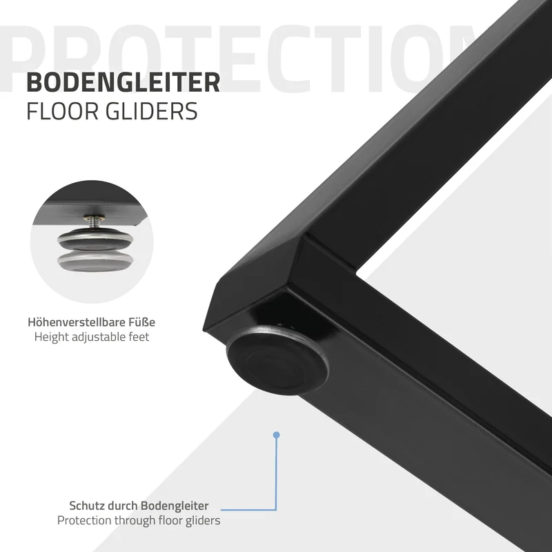 2 Stück Tischbeine B50xH71 cm Tischkufen X-Form Stahl pulverbeschichtet Schwarz ML-Design