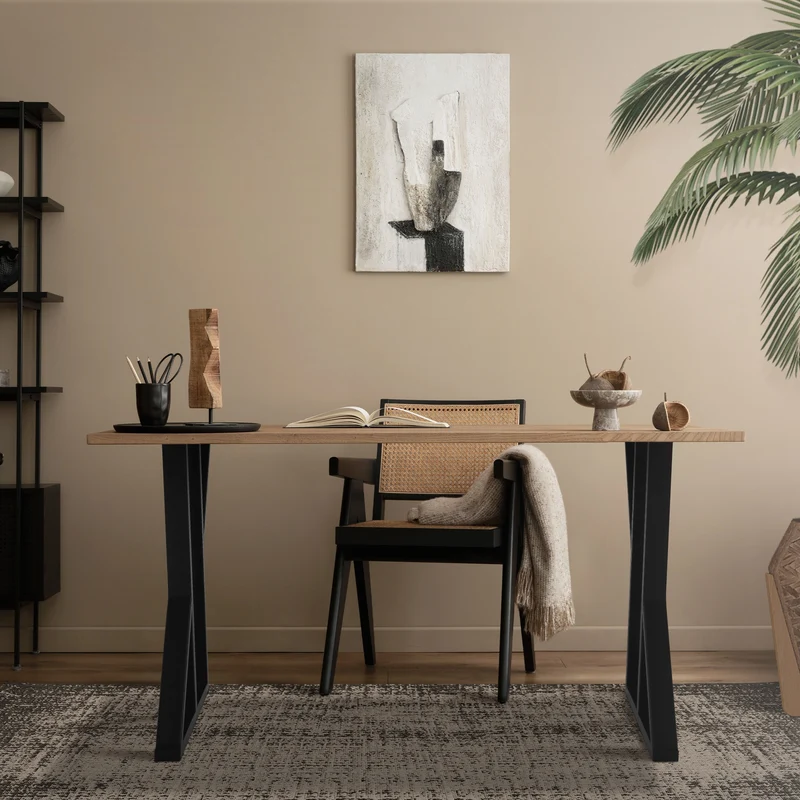 2 Stück Tischbeine B50xH71 cm Tischkufen X-Form Stahl pulverbeschichtet Schwarz ML-Design