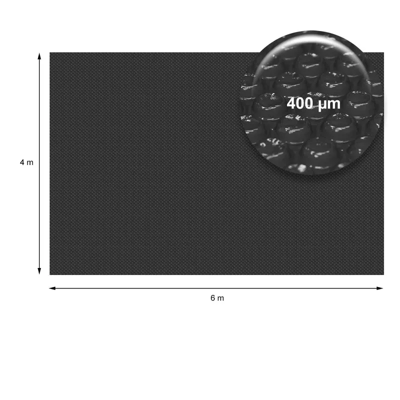 Pool Solarfolie Eckig 6x4 m 400µm Schwarz aus PE-Folie mit Luftkammern