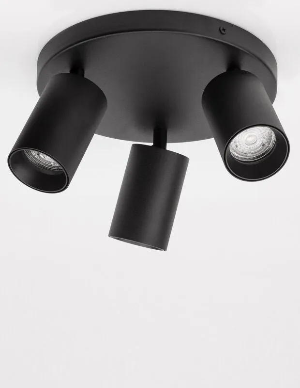 B-Ware Nova Luce Deckenleuchte Deckenlampe TOD Schwarz GU10 LED Lampe dimmbar 3-flammig