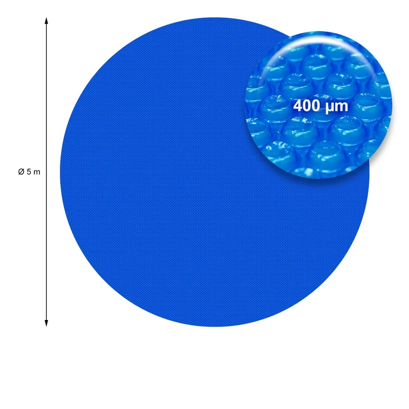 Pool Solarfolie Rund Ø 5 m 400µm Blau aus PE-Folie mit Luftkammern