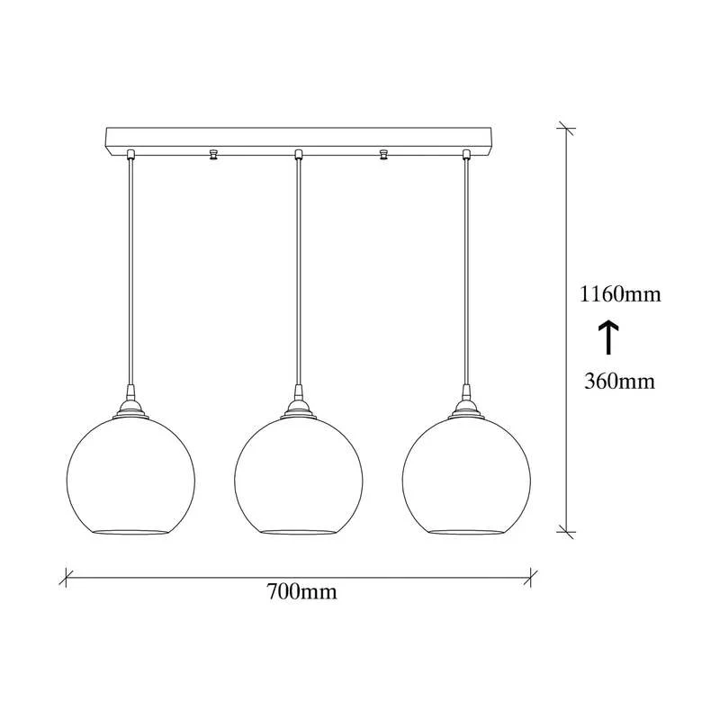 B-Ware Opviq Hängelampe Gold 022 Hängeleuchte Lampe 3-flg linear Glas Ø20cm SIEHE TEXT