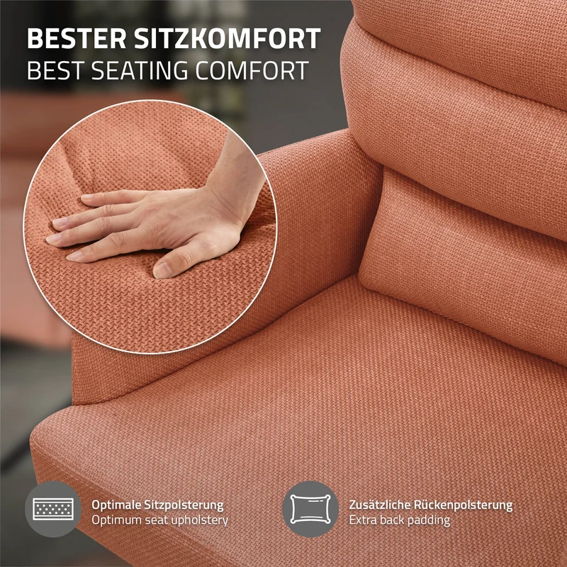 Esszimmerstuhl Orange drehbar mit abnehmbaren Rückenkissen gepolstert bis 120 Kilogramm ML-Design