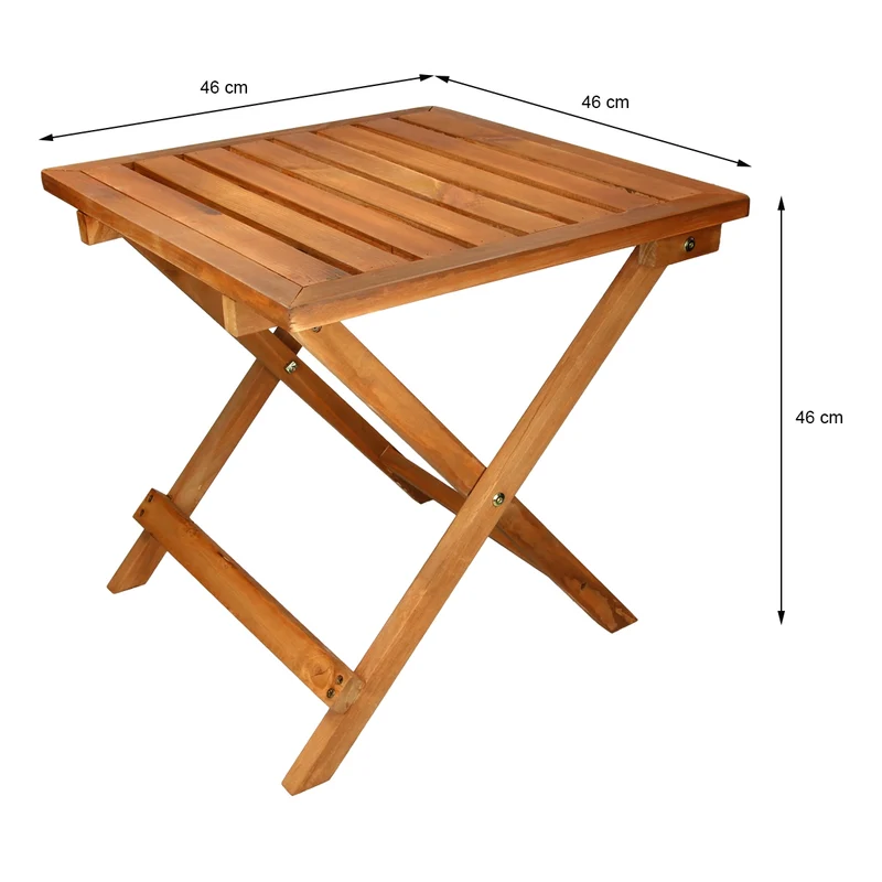 Gartentisch Braun 46x46x46 cm klappbar aus massivem Kiefernholz