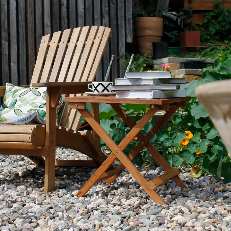 Gartentisch Braun 46x46x46 cm klappbar aus massivem Kiefernholz