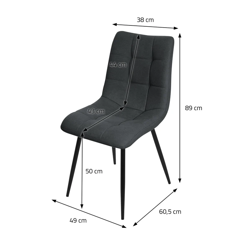 Esszimmerstühle 4er Set Anthrazit Küchenstuhl mit Polyesterbezug und Stahlbeinen ML-Design