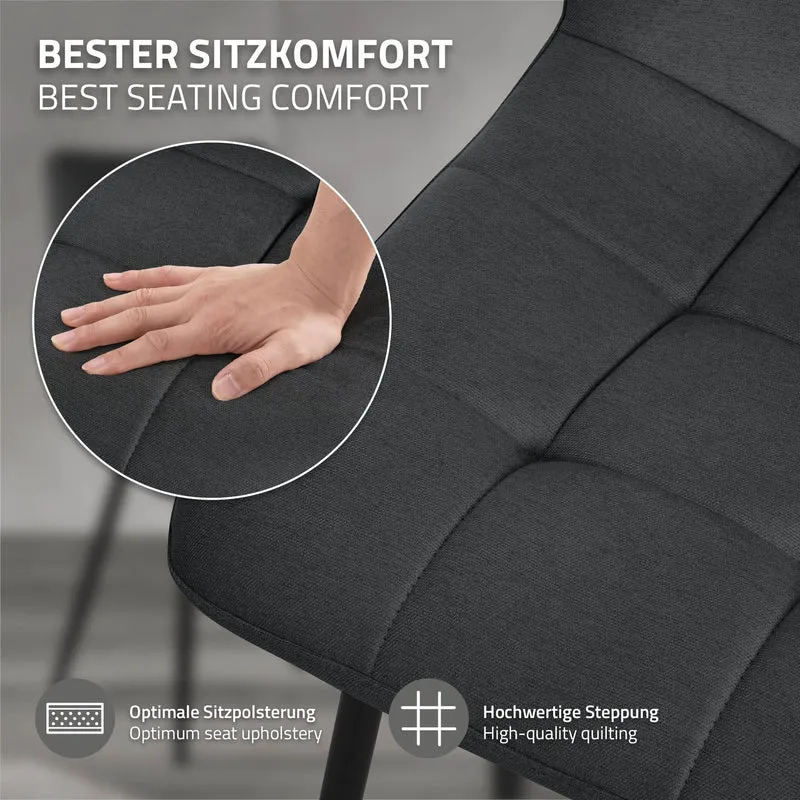 Esszimmerstühle 2er Set Anthrazit Küchenstuhl mit Polyesterbezug und Stahlbeinen ML-Design