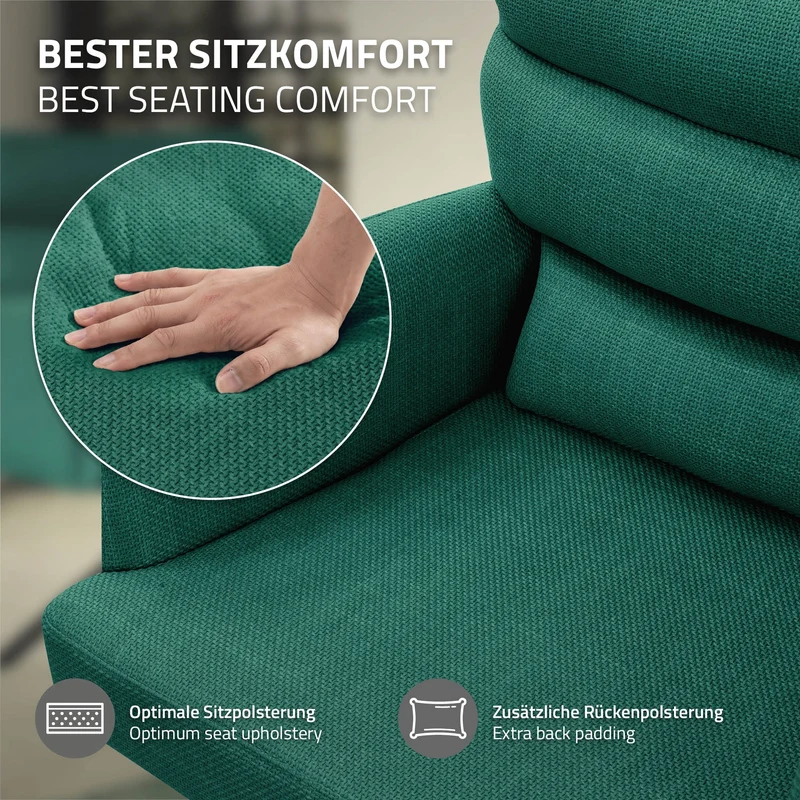 Esszimmerstuhl 6er Set Dunkelgrün drehbar mit abnehmbaren Rückenkissen gepolstert bis 120 Kilogramm ML-Design