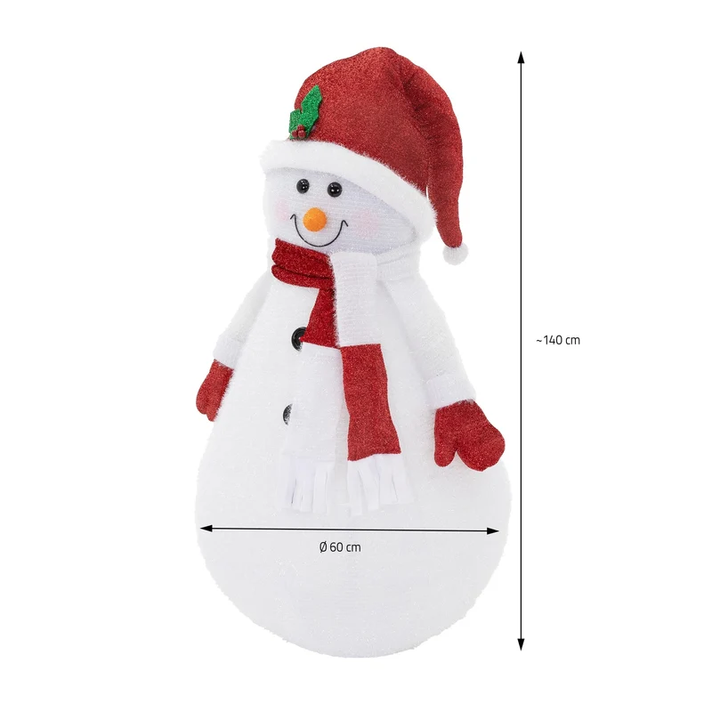 LED Schneemann XXL 140 cm Warmweiß mit 20 LEDs aus Kunststoff
