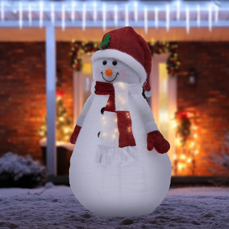 LED Schneemann XXL 140 cm Warmweiß mit 20 LEDs aus Kunststoff