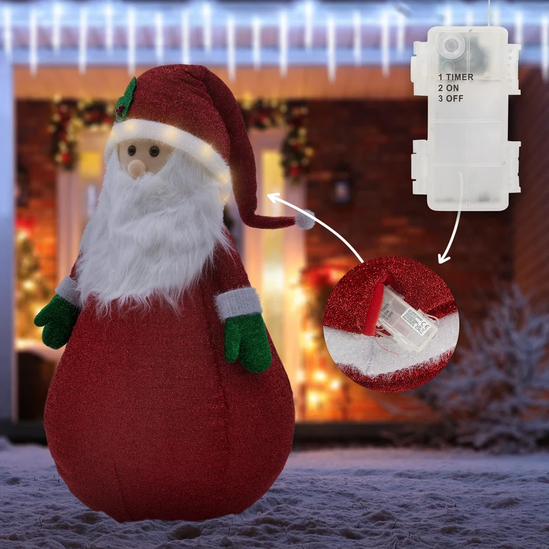 LED Weihnachtsmann XXL 140 cm Warmweiß mit 10 LEDs aus Kunststoff