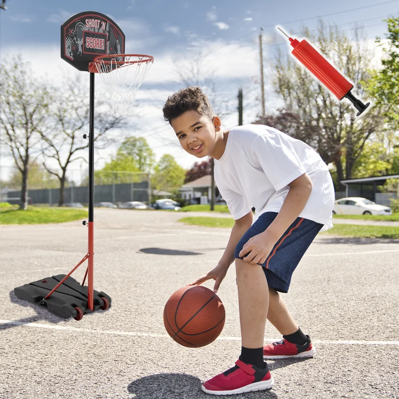 Basketballkorb mit Ständer Orange/Schwarz 248 cm aus pulverbeschichtetem Stahl