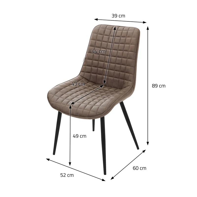 Esszimmerstuhl 4er Set Braun mit Kunstlederbezug und Stahlbeinen Küchenstuhl mit Rückenlehne ML-Design