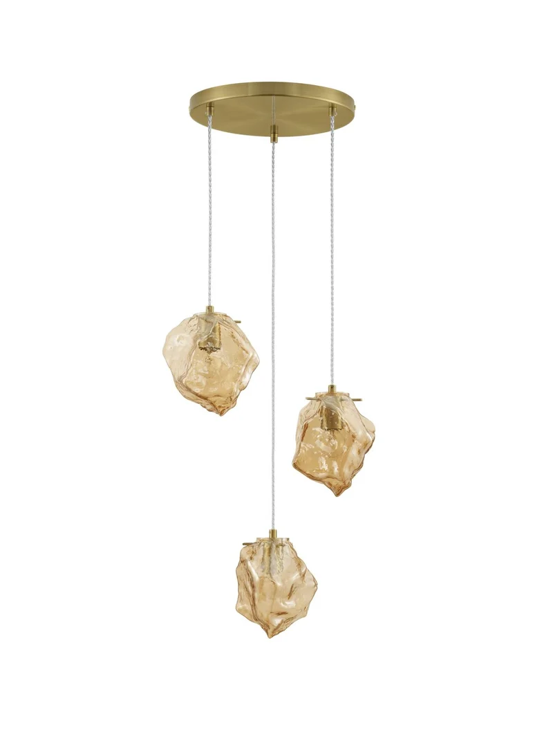 B-Ware Nova Luce Pendelleuchte Hängeleuchte ODELLE E14 LED Gold dimmbar 3-flammig Glas