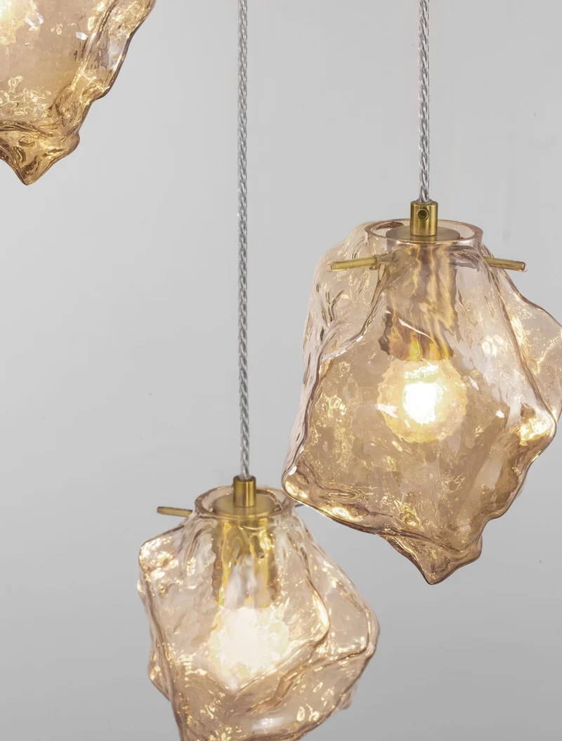 B-Ware Nova Luce Pendelleuchte Hängeleuchte ODELLE E14 LED Gold dimmbar 3-flammig Glas