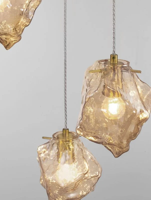 B-Ware Nova Luce Pendelleuchte Hängeleuchte ODELLE E14 LED Gold dimmbar 3-flammig Glas