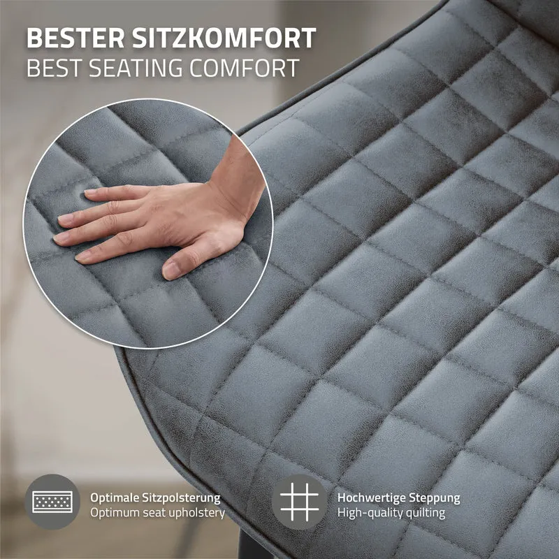 Esszimmerstuhl 2er Set Anthrazit mit Kunstlederbezug und Stahlbeinen Küchenstuhl mit Rückenlehne ML-Design