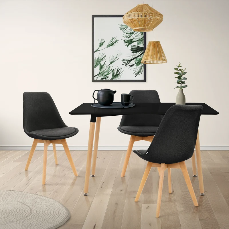 Esstisch aus Holz 120x70 cm Matt Schwarz Esszimmertisch für 4-6 Personen ML-Design