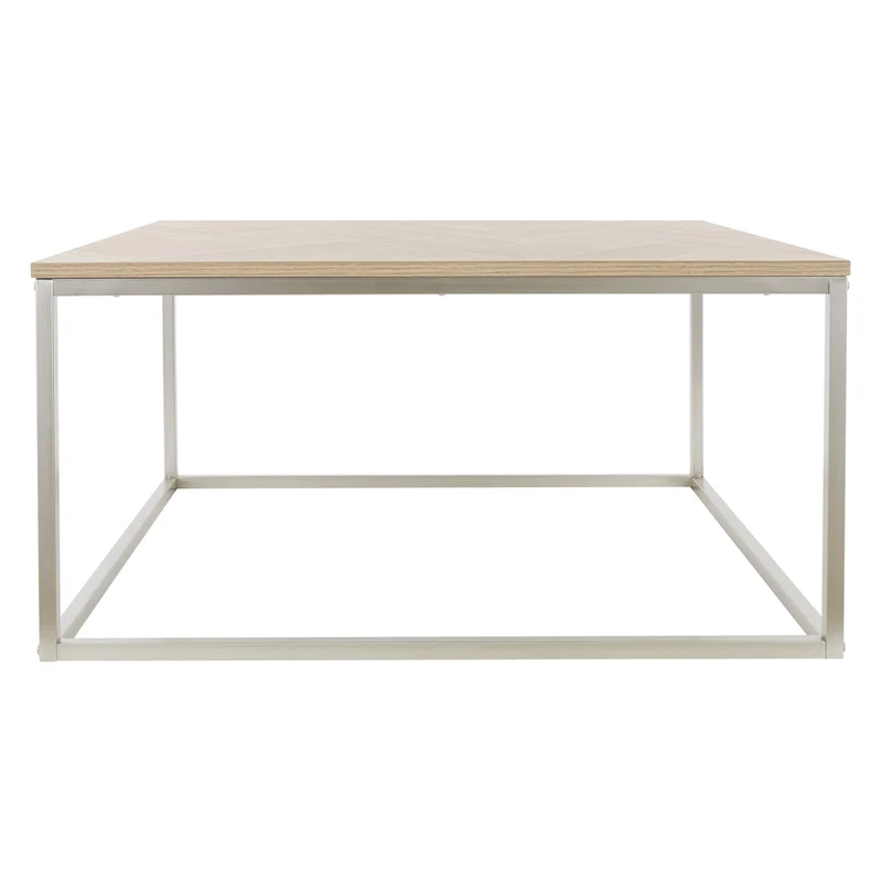 Couchtisch 80x80x40 cm Fischgrätenmuster Eichen-Optik mit Stahlgestell ML-Design