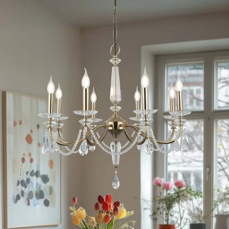 B-Ware Kronleuchter Lampe Leuchte Adone rund Messing Kristallglas Beleuchtung 8-flammig