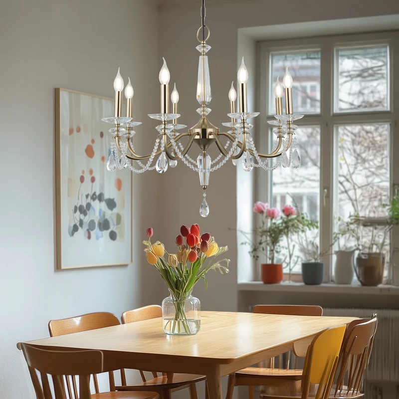 B-Ware Kronleuchter Lampe Leuchte Adone rund Messing Kristallglas Beleuchtung 8-flammig