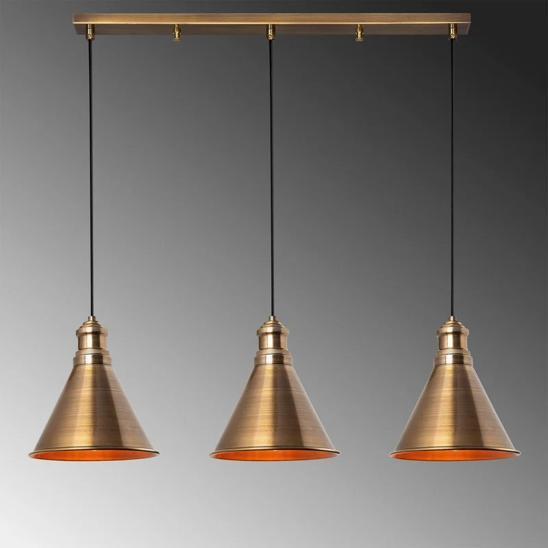 B-Ware Hängelampe Pendelleuchte Sivani MR-314 gold patiniert Eisen Esszimmer Wohnzimmer