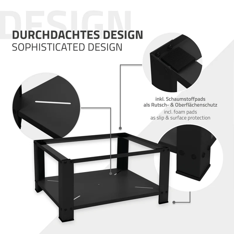 Waschmaschinen Untergestell Unterschrank 63x54x32 cm mit Ablage in Schwarz ML-Design