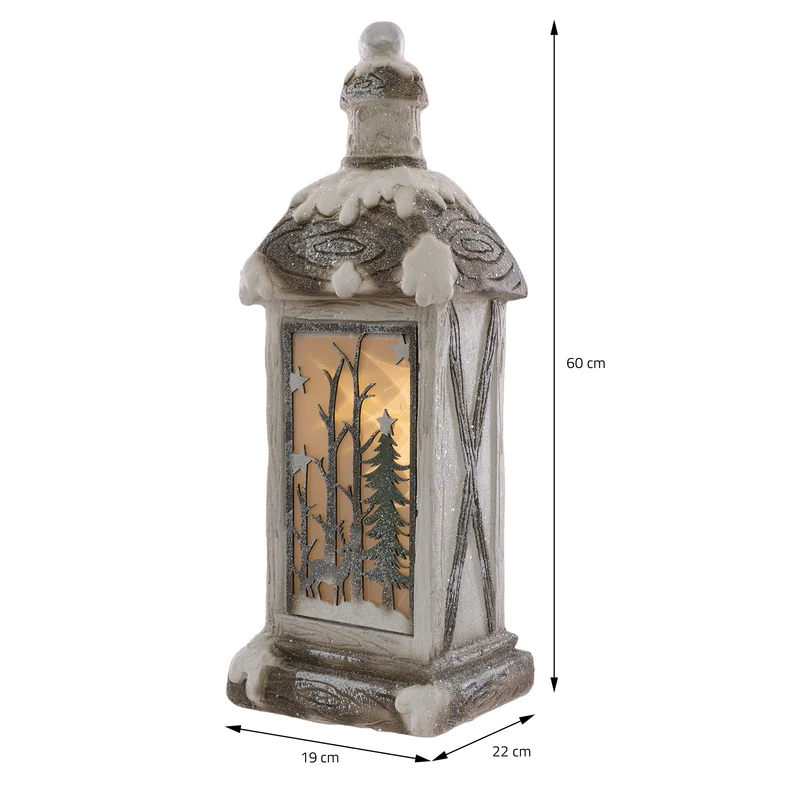 LED Weihnachtslaterne Warmweiße LED-Beleuchtung 60 cm aus Polyresin