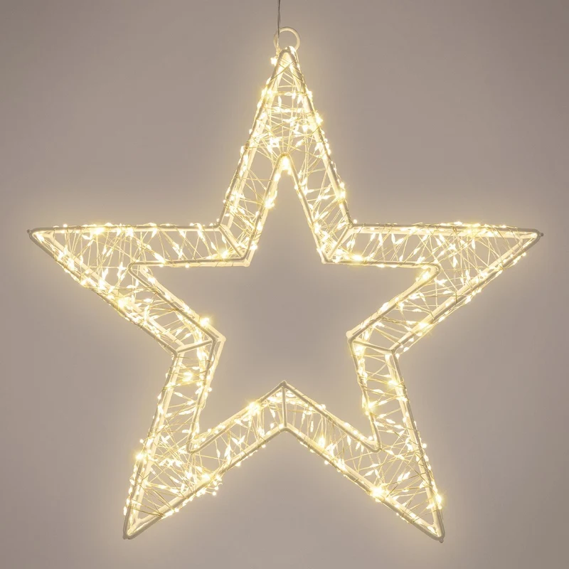 LED Weihnachtsstern 38 cm mit 960 warmweißen LEDs und Timer aus Metall für Innen und Außen IP44 Spritzwassergeschützt