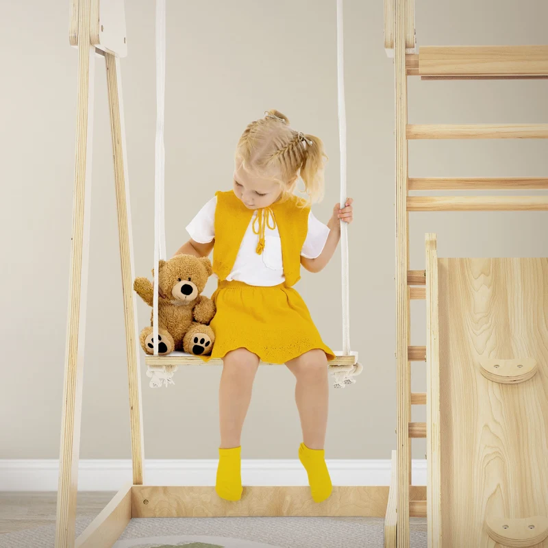 3in1 Klettergerüst Set Indoor mit 2x Kletterleiter aus Holz Joyz
