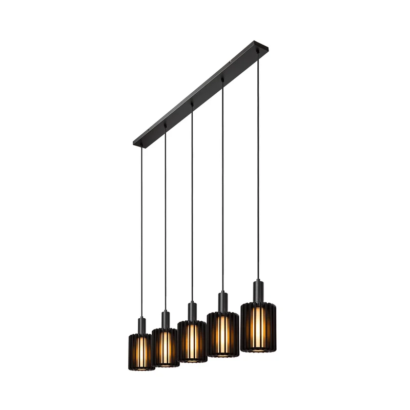 B-Ware Lucide Pendellampe Hängelampe Lambres Glas Metall schwarz transparent 164 cm403