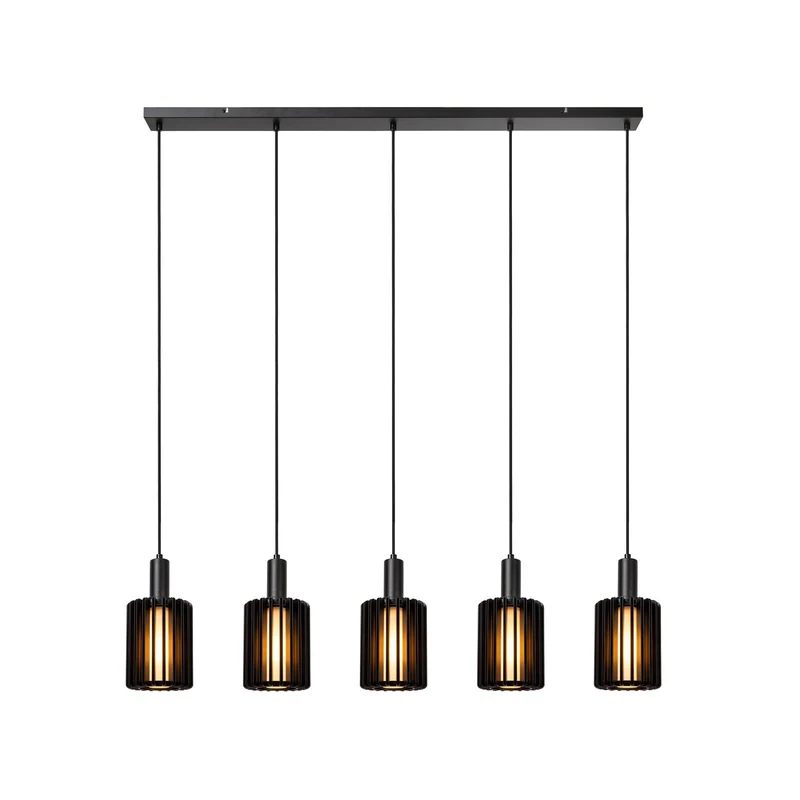 B-Ware Lucide Pendellampe Hängelampe Lambres Glas Metall schwarz transparent 164 cm403