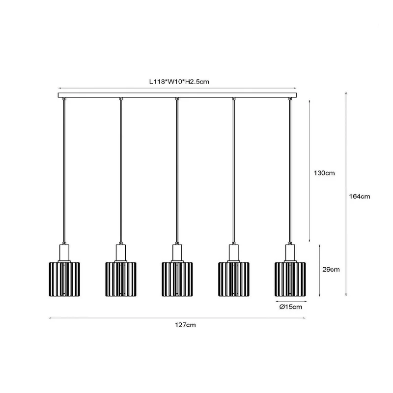 B-Ware Lucide Pendellampe Hängelampe Lambres Glas Metall schwarz transparent 164 cm403